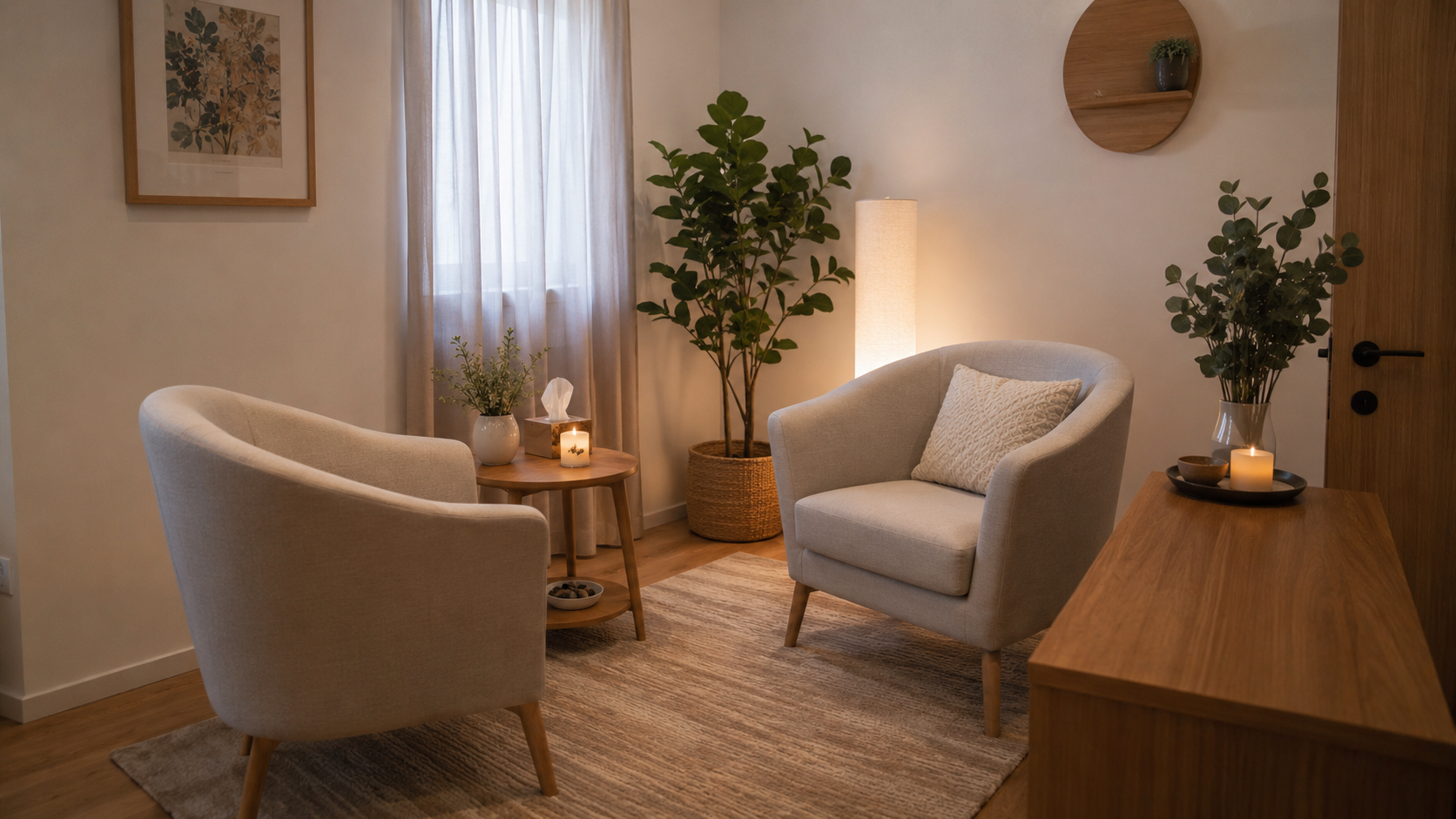 Interior del espacio de atención — ambiente tranquilo y privado